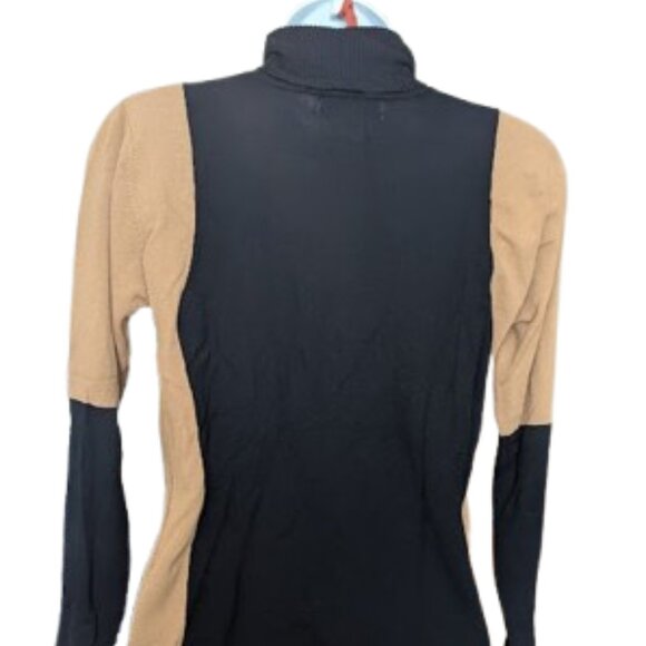 Black and Beige Turtleneck Top Size Medium - Picture 4 of 5